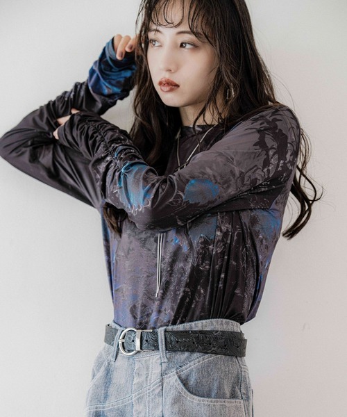 セール】シャーリングデザイントップス(HARE)（Tシャツ/カットソー