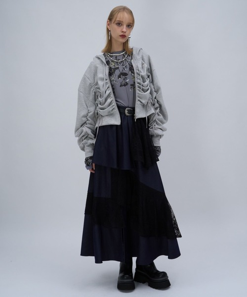 HARE（ハレ）の「シャーリングデザイントップス(HARE)（Tシャツ/カットソー・レディース・オレンジ/ブルー/ブラック/ホワイト/ブラック系その他/グレー・FREE）」の11枚目の写真