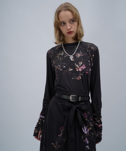 HARE（ハレ）の「シャーリングデザイントップス(HARE)（Tシャツ/カットソー・レディース・オレンジ/ブルー/ブラック/ホワイト/ブラック系その他/グレー・FREE）」の9枚目の写真