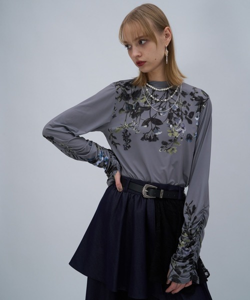 HARE（ハレ）の「シャーリングデザイントップス(HARE)（Tシャツ/カットソー・レディース・オレンジ/ブルー/ブラック/ホワイト/ブラック系その他/グレー・FREE）」の14枚目の写真