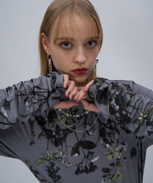 HARE（ハレ）の「シャーリングデザイントップス(HARE)（Tシャツ/カットソー・レディース・オレンジ/ブルー/ブラック/ホワイト/ブラック系その他/グレー・FREE）」の18枚目の写真