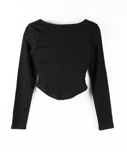 me+em select（ミームセレクト）の「【 ２color 】ダブルジップコルセットスクエアネックロンＴ ／ double zip corset square neck longsleeve T-Shirt（Tシャツ/カットソー・レディース・ホワイト/ブラック・FREE）」の16枚目の写真