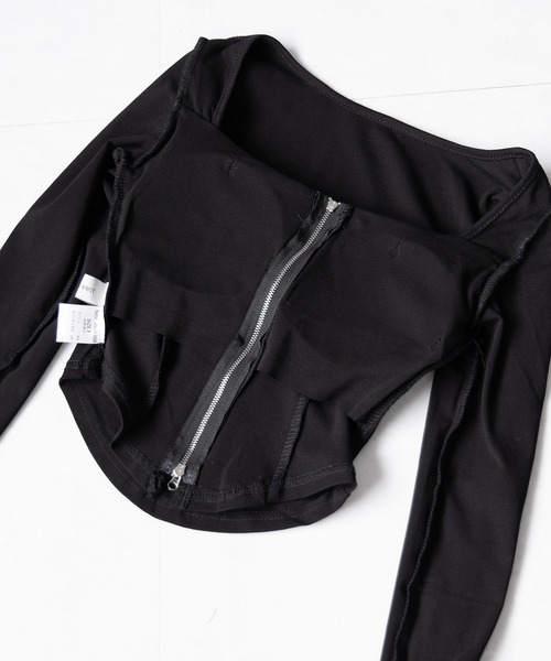me+em select（ミームセレクト）の「【 ２color 】ダブルジップコルセットスクエアネックロンＴ ／ double zip corset square neck longsleeve T-Shirt（Tシャツ/カットソー・レディース・ホワイト/ブラック・FREE）」の15枚目の写真