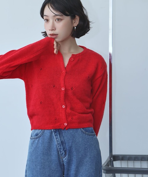 セール】【2025AW】ドロップショルダー ショート丈 ニットカーディガン セール】【2025AW】ドロップショルダー ショート丈 ニットカーディガン