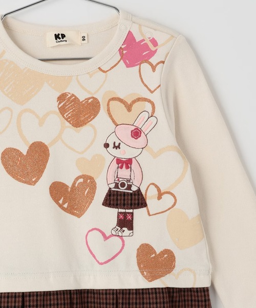 KP（ケーピー）の「チェックプリーツ 長袖チュニック（チュニック・キッズ・オフホワイト/ブルー・90cm/100cm/110cm/120cm/130cm）」の7枚目の写真