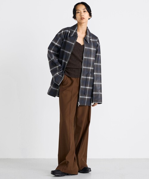 EDITION（エディション）の「箔コーティングチェック ジップブルゾン（ブルゾン・レディース・ダークブラウン・36/34）」の2枚目の写真