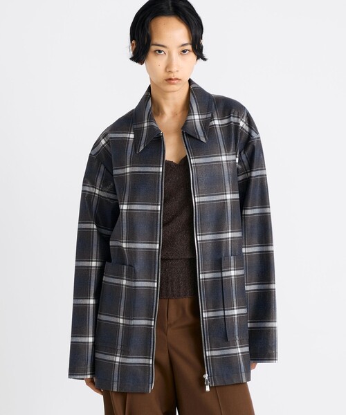 EDITION（エディション）の「箔コーティングチェック ジップブルゾン（ブルゾン・レディース・ダークブラウン・36/34）」の3枚目の写真