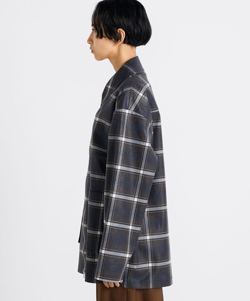 EDITION（エディション）の「箔コーティングチェック ジップブルゾン（ブルゾン・レディース・ダークブラウン・36/34）」の5枚目の写真