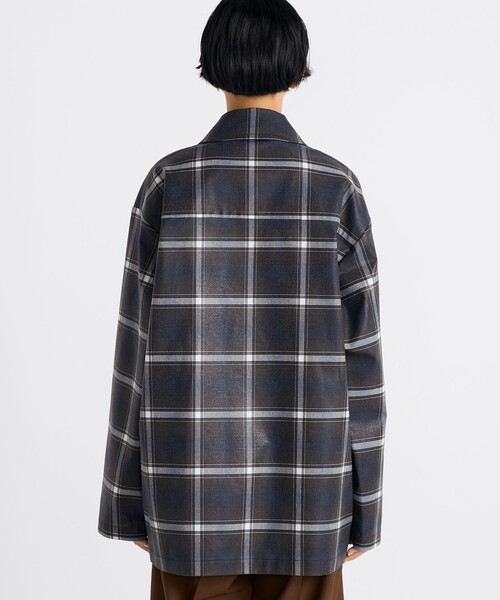 EDITION（エディション）の「箔コーティングチェック ジップブルゾン（ブルゾン・レディース・ダークブラウン・36/34）」の6枚目の写真