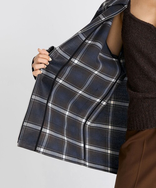 EDITION（エディション）の「箔コーティングチェック ジップブルゾン（ブルゾン・レディース・ダークブラウン・36/34）」の7枚目の写真