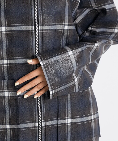 EDITION（エディション）の「箔コーティングチェック ジップブルゾン（ブルゾン・レディース・ダークブラウン・36/34）」の10枚目の写真