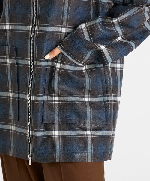 EDITION（エディション）の「箔コーティングチェック ジップブルゾン（ブルゾン・レディース・ダークブラウン・36/34）」の12枚目の写真