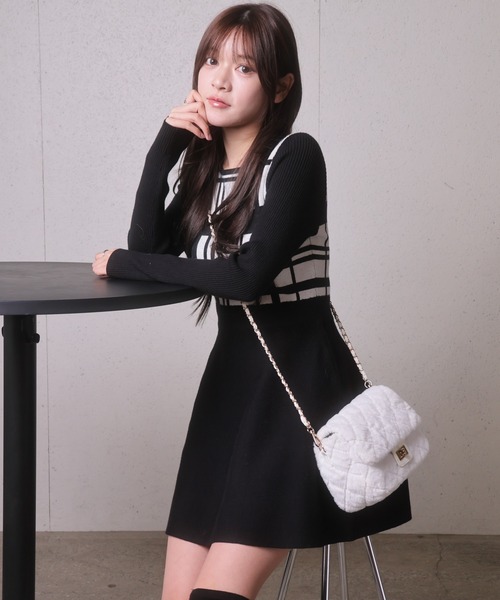 LPチェックフレアニットワンピース（ワンピース）｜LIPSERVICE（リップ