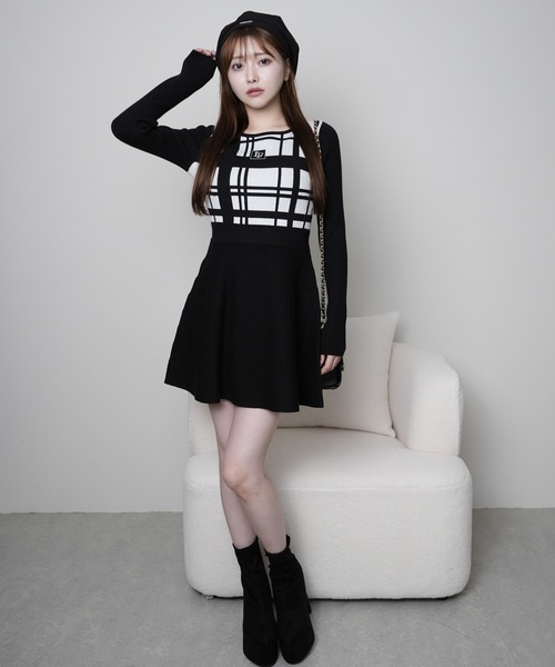 セール】LPチェックフレアニットワンピース（ワンピース）｜LIPSERVICE