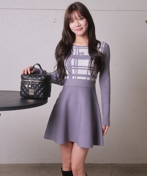 LPチェックフレアニットワンピース（ワンピース）｜LIPSERVICE（リップ