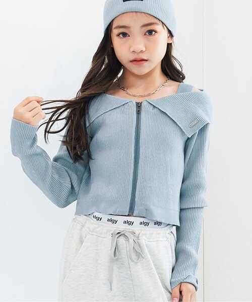 algy（アルジー）の「ピグメントライクオフショルリブニットトップス（ニット/セーター・キッズ・ブラック/サックスブルー/ブラウン・XX-SMALL/X-SMALL/MEDIUM/SMALL）」の3枚目の写真