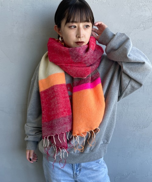 hint hint/ヒントヒント] アクリルコットン大判ストール(レッド