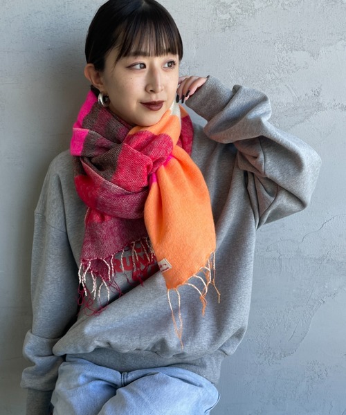 hint hint/ヒントヒント] アクリルコットン大判ストール(レッド