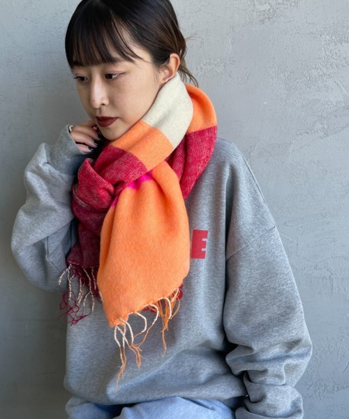 hint hint/ヒントヒント] アクリルコットン大判ストール(レッド