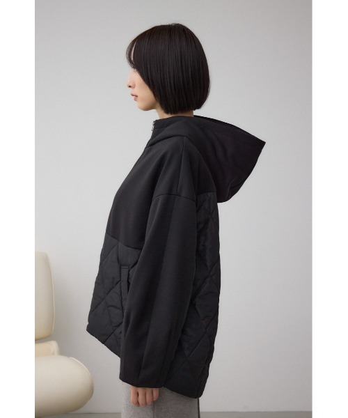 AZUL by moussy（アズールバイマウジー）の「ダンボールドッキングジップパーカー（パーカー・レディース・ブラック/グレイッシュベージュ/ブラウン・SMALL/MEDIUM）」の9枚目の写真