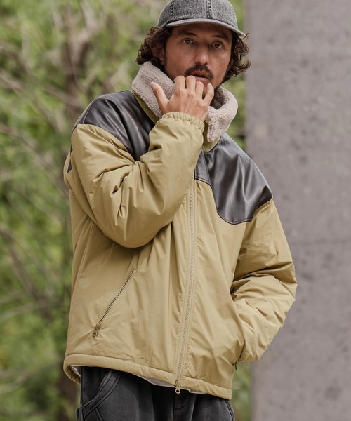 mj11210-Yoke Switch Volume Neck Stand Jacket スタンドカラー