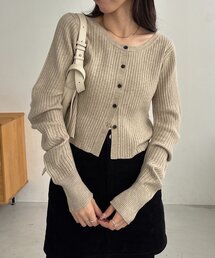 CAPRICIEUX LE'MAGE（カプリシューレマージュ）の「【前後2WAY】カーブスリーブリブニット（カーディガン/ボレロ）」