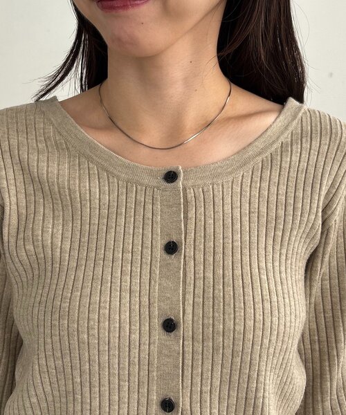 CAPRICIEUX LE'MAGE（カプリシューレマージュ）の「【新色/オフホワイト】【前後2WAY】カーブスリーブリブニット（カーディガン/ボレロ・レディース・レッド/ブラウン/ベージュ/ブラック/オフホワイト・FREE）」の10枚目の写真