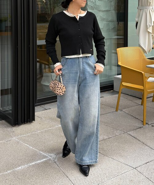 CAPRICIEUX LE'MAGE（カプリシューレマージュ）の「【新色/オフホワイト】【前後2WAY】カーブスリーブリブニット（カーディガン/ボレロ・レディース・レッド/ブラウン/ベージュ/ブラック/オフホワイト・FREE）」の17枚目の写真