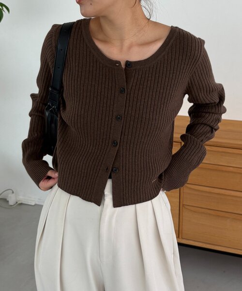 新色/オフホワイト】【前後2WAY】カーブスリーブリブニット