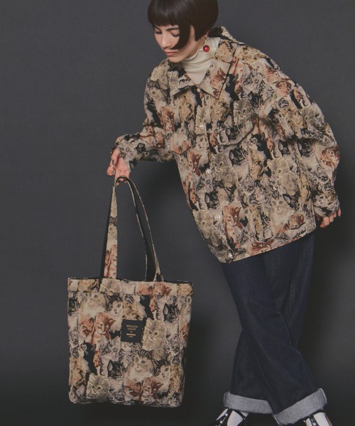 manana suerte（マニャーナスエルテ）の「WONDER SALON CATゴブラントートバッグ（トートバッグ・レディース・ブラック/ベージュ・FREE）」の3枚目の写真