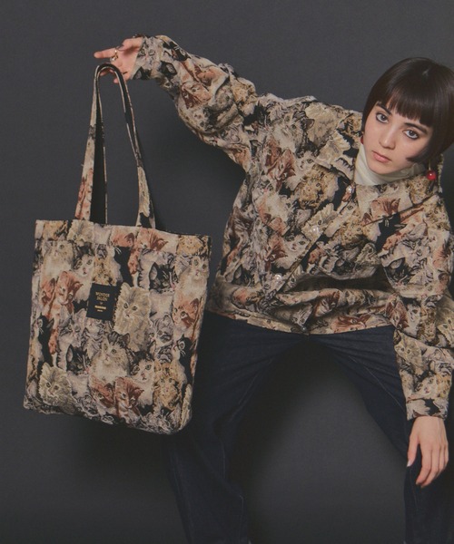 manana suerte（マニャーナスエルテ）の「WONDER SALON CATゴブラントートバッグ（トートバッグ・レディース・ブラック/ベージュ・FREE）」の4枚目の写真