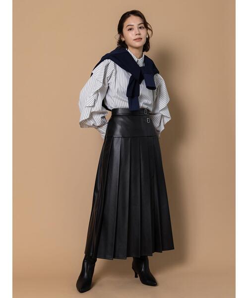 Te chichi（テチチ）の「レザータックプリーツスカート（スカート・レディース・ブラウン/ブラック・F）」の2枚目の写真