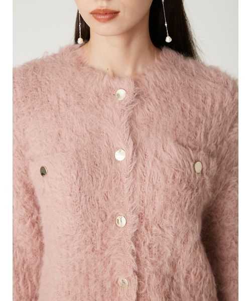 FRAY I.D（フレイアイディー）の「モヘアシャギーニットカーディガン（カーディガン/ボレロ・レディース・ホワイト/ブラック/ピンク・F）」の7枚目の写真