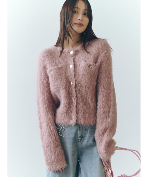 FRAY I.D（フレイアイディー）の「モヘアシャギーニットカーディガン（カーディガン/ボレロ・レディース・ホワイト/ブラック/ピンク・F）」の3枚目の写真