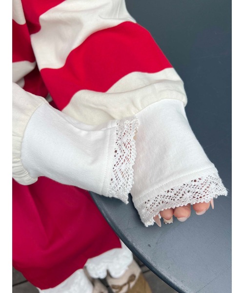 WC（ダブル シー）の「レースパイピングラガーシャツ（シャツ/ブラウス・レディース・グリーン/レッド・FREE）」の14枚目の写真