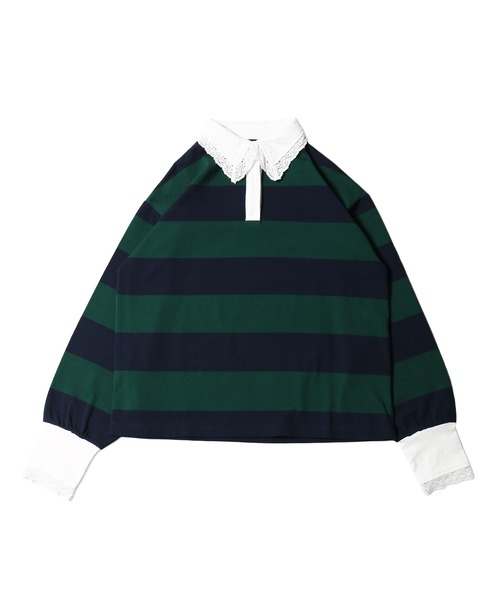 WC（ダブル シー）の「レースパイピングラガーシャツ（シャツ/ブラウス・レディース・グリーン/レッド・FREE）」の18枚目の写真