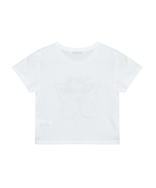 NICK&NICOLE(ニックアンドニコール)の「BUTTERFLY SIGNATURE CROP TOP_IVORY BLACK(Tシャツ/カットソー・レディース・その他・FREE)」の6枚目の写真
