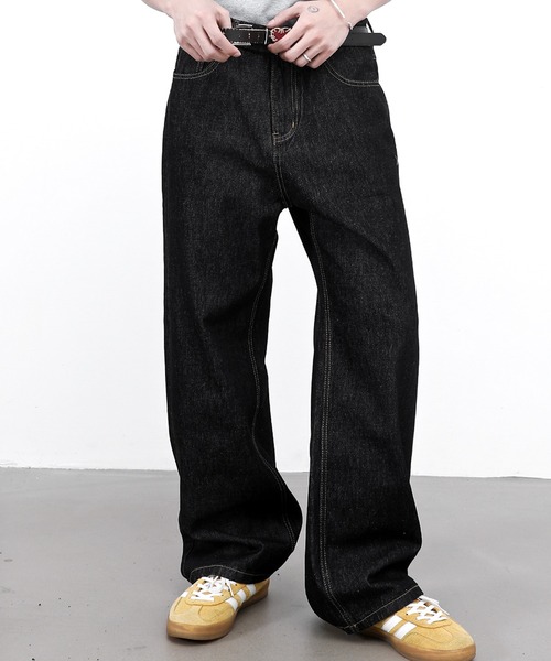 JOHNNY WOLF（ジョニーウルフ）の「BALDER リジッド ワイドバギー ストレート デニムパンツ（デニムパンツ・メンズ・ブラック/インディゴブルー・S/M/L）」の4枚目の写真