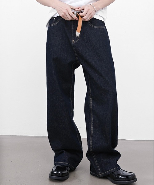 JOHNNY WOLF（ジョニーウルフ）の「BALDER リジッド ワイドバギー ストレート デニムパンツ（デニムパンツ・メンズ・ブラック/インディゴブルー・S/M/L）」の14枚目の写真