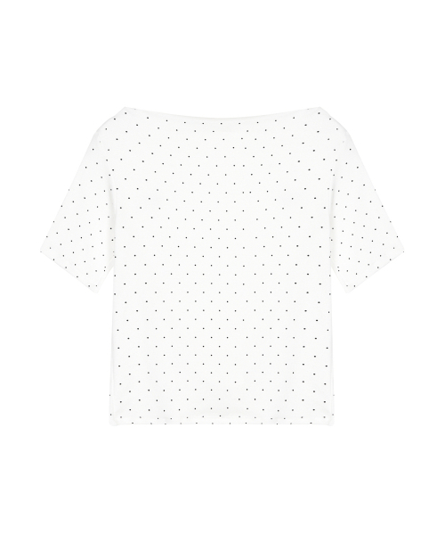 NICK&NICOLE（ニックアンドニコール）の「DOT HALF SHIRRING DRAPE BOAT NECK TOP_IVORY（Tシャツ/カットソー・レディース・その他・FREE）」の5枚目の写真