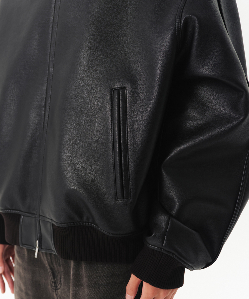 セール】シンセティックレザーオーバーサイズカラー付きジャケット