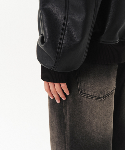 セール】シンセティックレザーオーバーサイズカラー付きジャケット