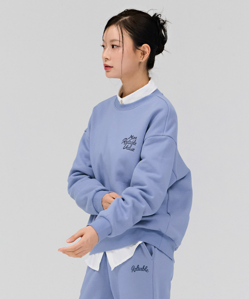 CHASECULT(チェイスカルト)の「女性刺繍ポイント裏起毛スウェットTシャツ-スカイブルー(スウェット・レディース・スカイブルー・90/85)」の3枚目の写真