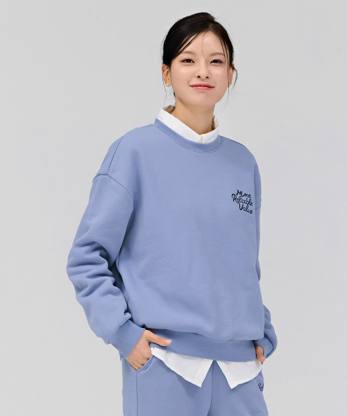CHASECULT(チェイスカルト)の「女性刺繍ポイント裏起毛スウェットTシャツ-スカイブルー(スウェット・レディース・スカイブルー・90/85)」の4枚目の写真