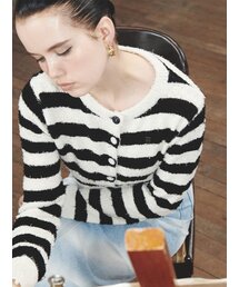 Kijun | Striped Knit Cardigan Black Cream(カーディガン/ボレロ)
