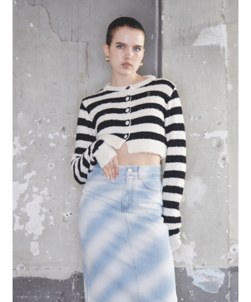 Kijun(キジュン)の「Striped Knit Cardigan Black Cream(カーディガン/ボレロ・レディース・その他・SMALL)」の5枚目の写真