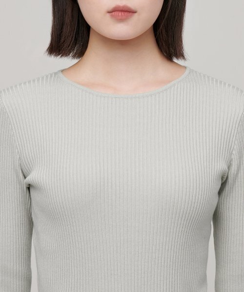 MUSINSA STANDARD WOMAN（ムシンサスタンダードウーマン）の「ウィメンズリブスリムボートネックニット[ライトグレー]（ニット/セーター・レディース・その他・LARGE）」の3枚目の写真