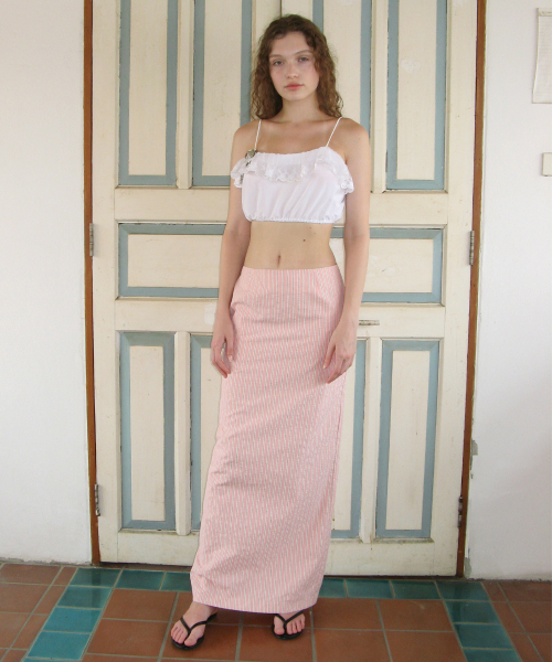 SINOON(シヌーン)の「Scallop Crop Sleeveless (White)(Tシャツ/カットソー・レディース・ホワイト・FREE)」の2枚目の写真