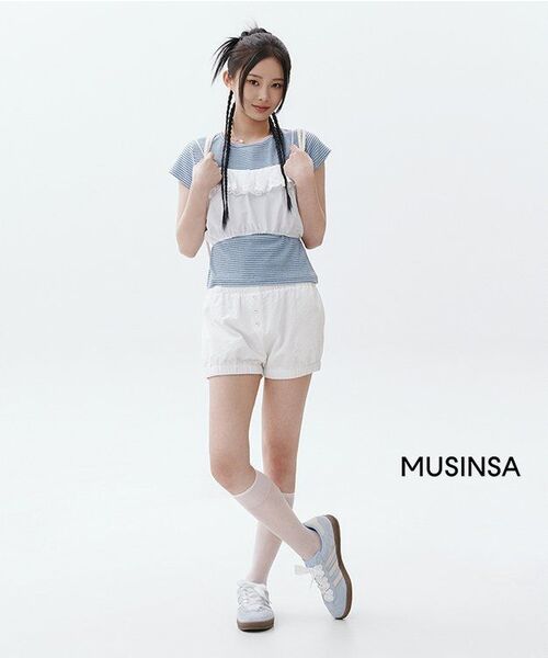 SINOON(シヌーン)の「Scallop Crop Sleeveless (White)(Tシャツ/カットソー・レディース・ホワイト・FREE)」の5枚目の写真