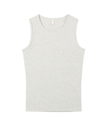 WESLEYHYUSTON（ウェズリーユーストン）の「Square neck buckle point sleeveless melange grey（Tシャツ/カットソー・メンズ）」